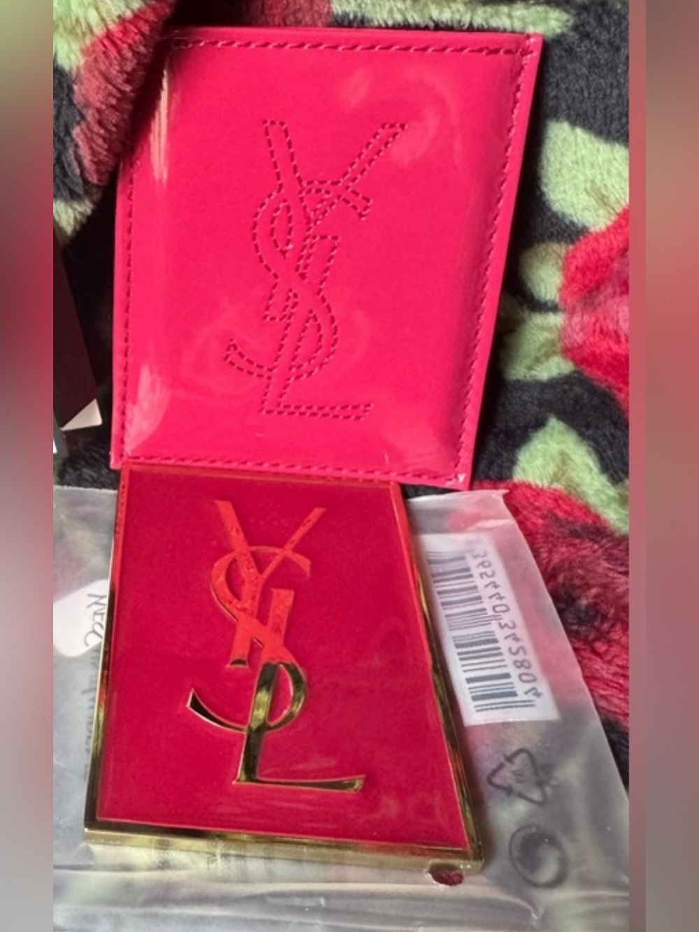 YSL Hot Pink Card Holder with Mirror